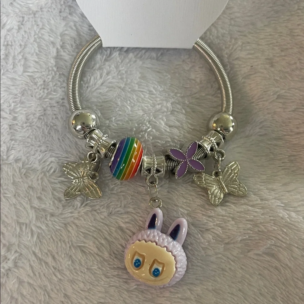 Colorful Kids Labubu Charm Bracelets silver and gold toned set of 20 nwt